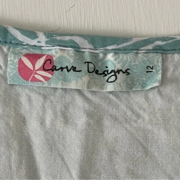 Carve Designs | Aqua Blue V-Neck Pintuck Flutter Sleeve Dress, Size 12 - Picture 5 of 6